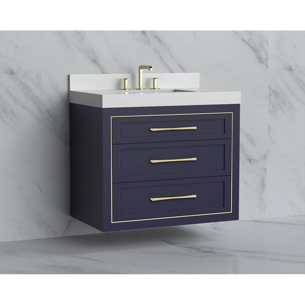Madeli - Madeli Renaissance 36'' Wall hung Vanity Cabinet in Sapphire/HW: Handles Satin Brass(SB) - Sapphire With Satin Brass