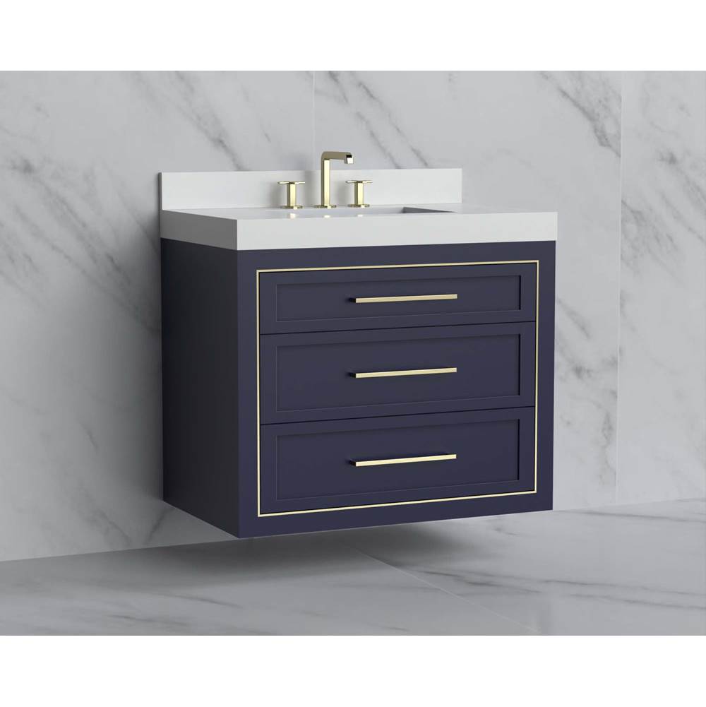Madeli - Madeli Renaissance 36'' Wall hung Vanity Cabinet in Sapphire/HW: Handles Polished Chrome(PC) - Sapphire With Polished Chrome