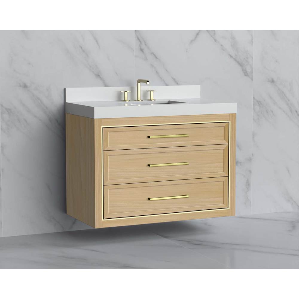 Madeli - Madeli Renaissance 42'' Wall hung Vanity Cabinet in Natural Oak/HW: Handles Matte Black(MB) - Natural Oak With Matte Black