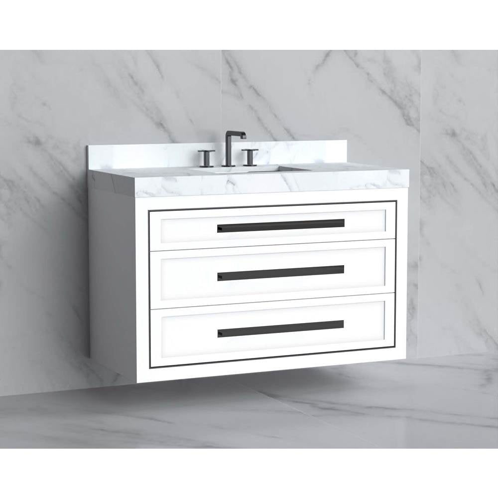 Madeli - Madeli Renaissance 48C'' Wall hung Vanity Cabinet in White/HW: Handles Polished Nickel(PN) - White With Polished Nickel