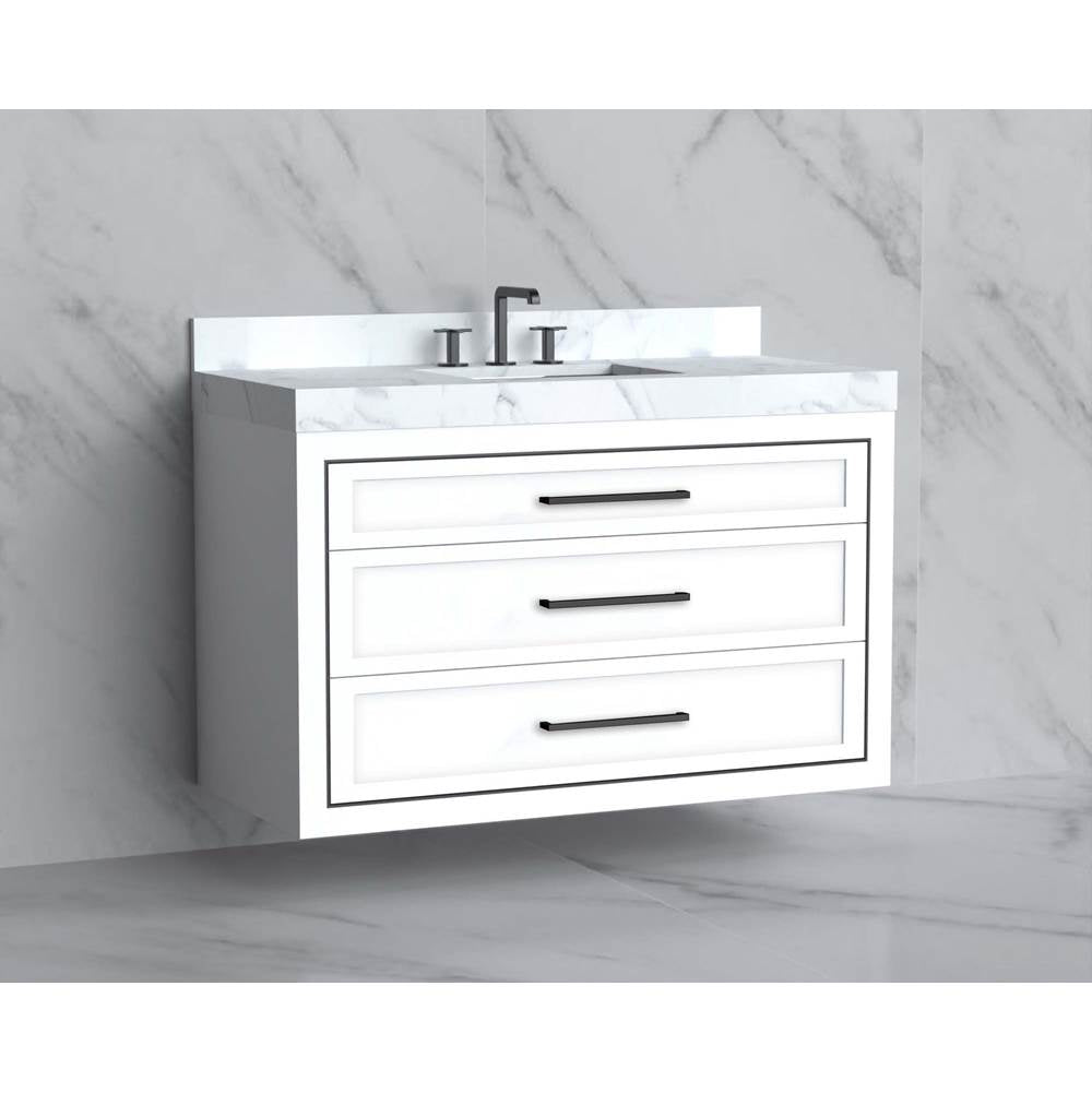 Madeli - Madeli Renaissance 48C'' Wall hung Vanity Cabinet in White/HW: Handles Polished Nickel(PN) - White With Polished Nickel