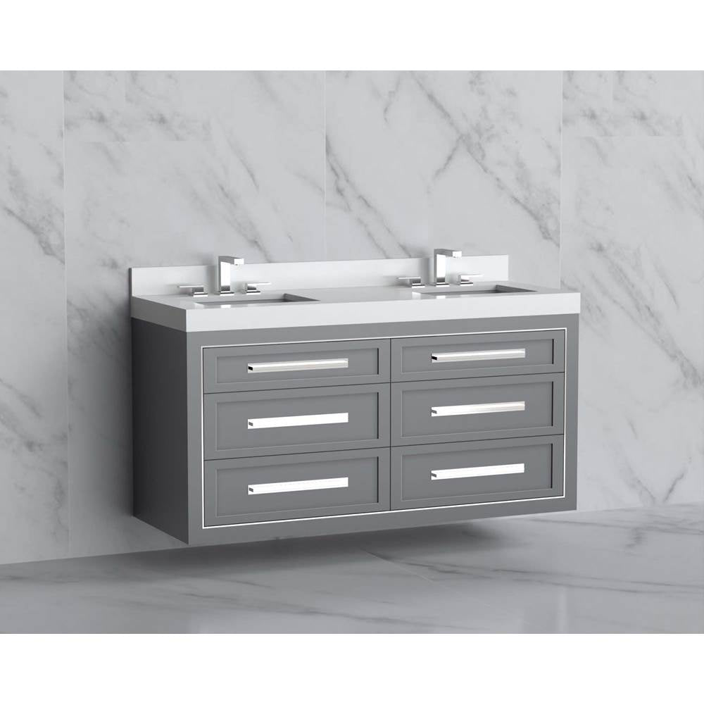Madeli - Madeli Renaissance 60D'' Wall hung Vanity Cabinet in Studio Grey/HW: Handles Polished Chrome(PC) - Studio Gray With Polished Chrome