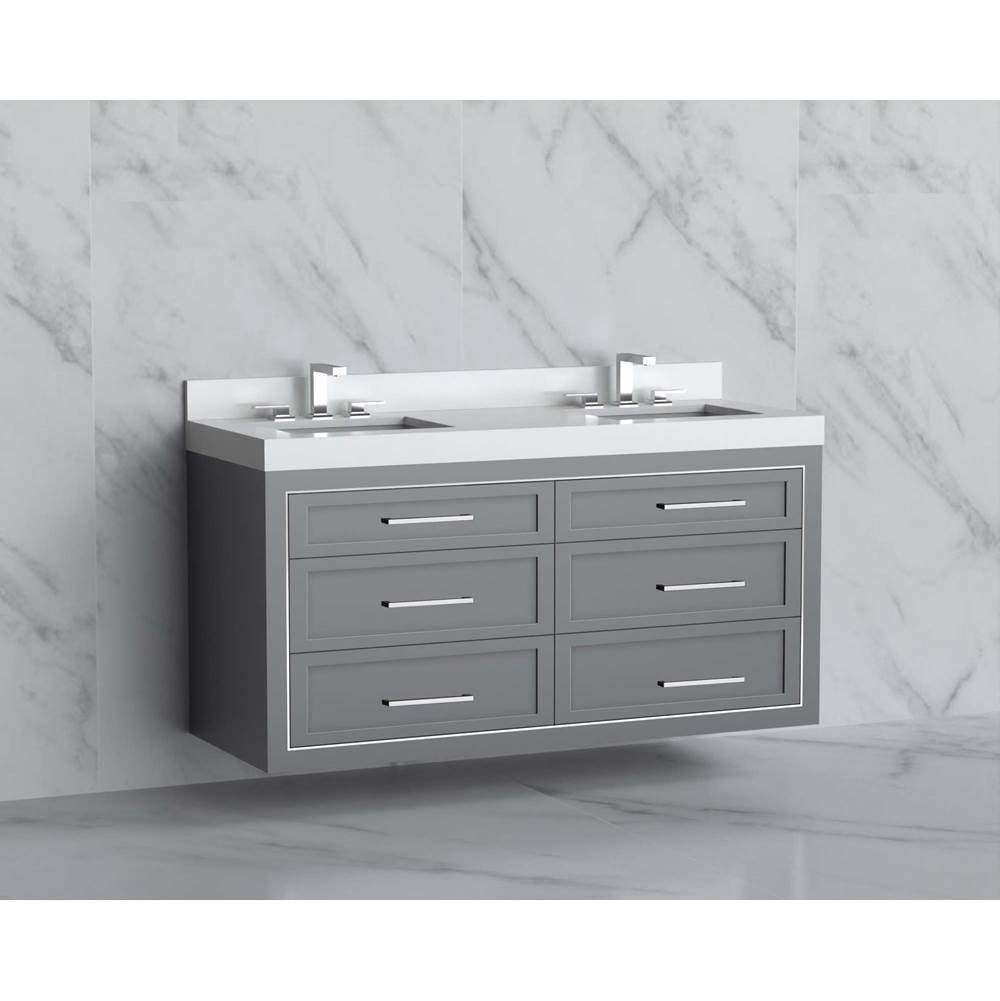 Madeli - Madeli Renaissance 60D'' Wall hung Vanity Cabinet in Studio Grey/HW: Handles Polished Nickel(PN) - Studio Gray With Polished Nickel