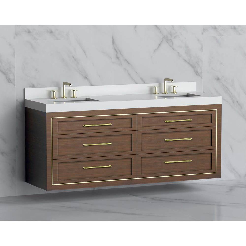 Madeli - Madeli Renaissance 72'' Wall hung Vanity Cabinet in Brandy/HW: Handles Polished Nickel(PN) - Brandy With Polished Nickel