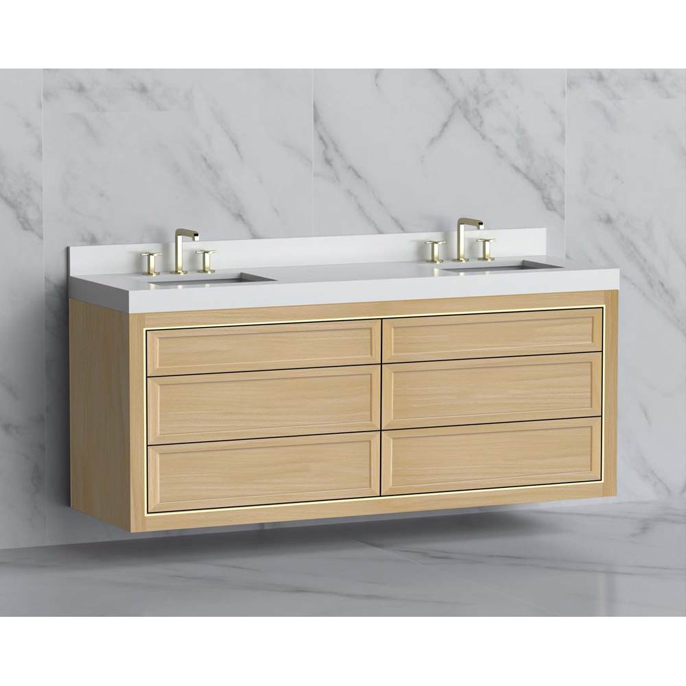 Madeli - Madeli Renaissance 72'' Wall hung Vanity Cabinet in Natural Oak/HW: No Handles - Inlay Brushed Nickel(BN) - Natural Oak With Brushed Nickel