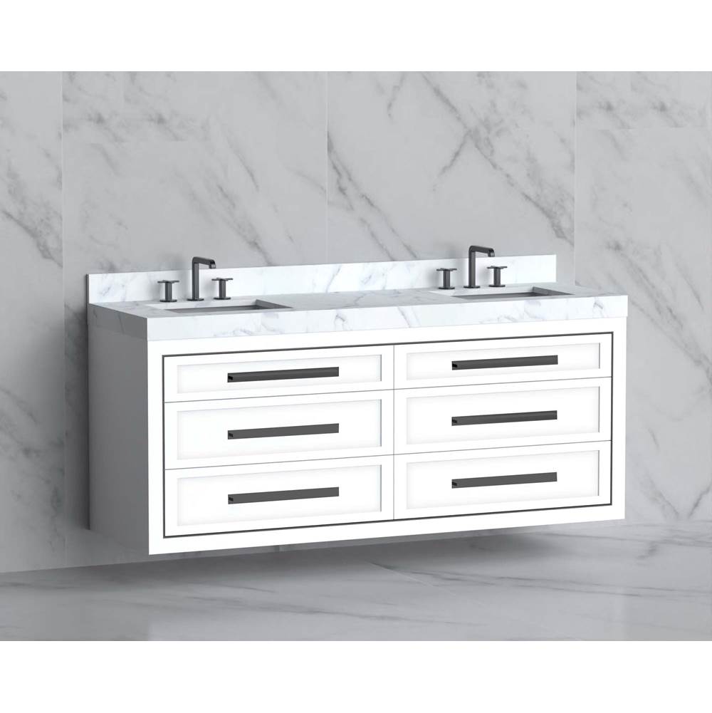 Madeli - Madeli Renaissance 72'' Wall hung Vanity Cabinet in White/HW: Handles Satin Brass(SB) - White With Satin Brass