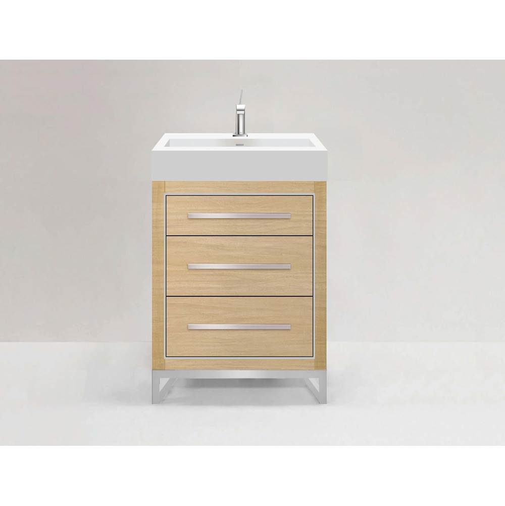 Madeli - Madeli Estate 24'' Free standing Vanity Cabinet in Natural Oak/HW: Brushed Nickel(BN) - Natural Oak With Brushed Nickel