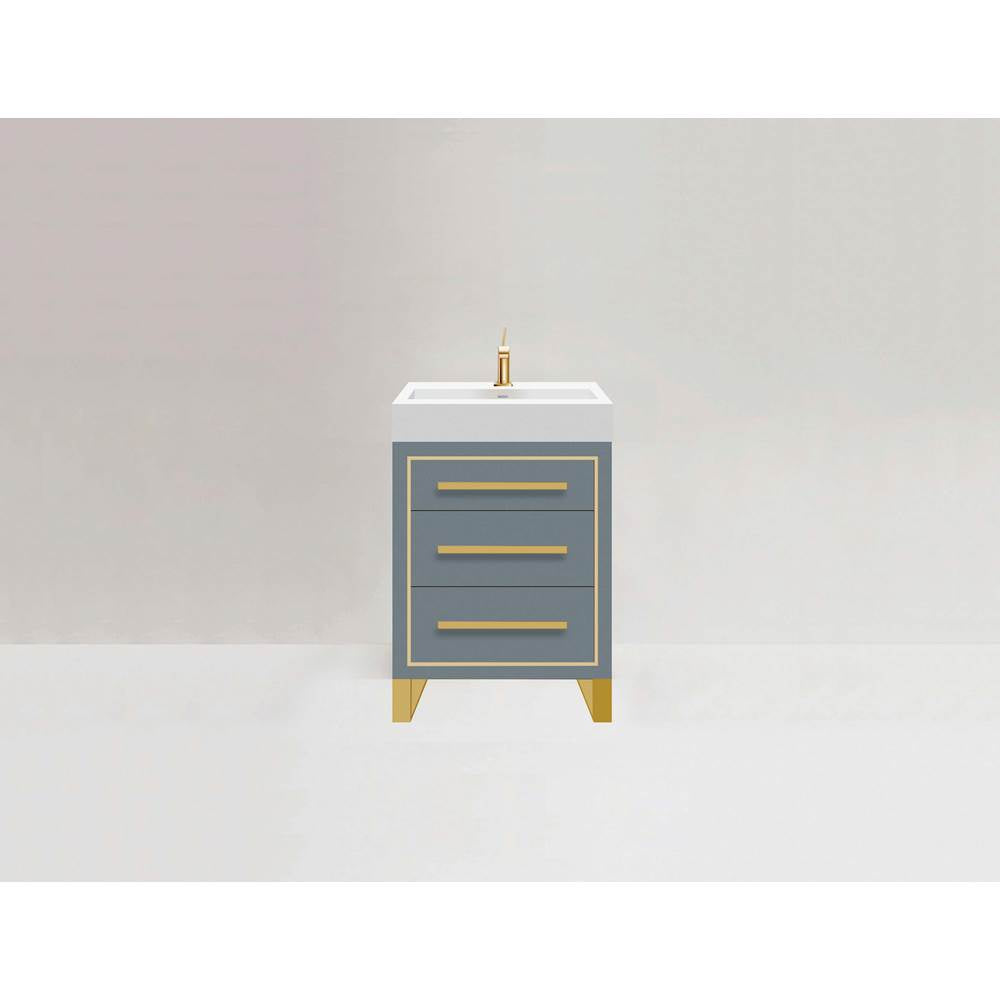 Madeli - Madeli Estate 24'' Free standing Vanity Cabinet in Studio Grey/HW: Satin Brass(SB) - Studio Gray With Satin Brass