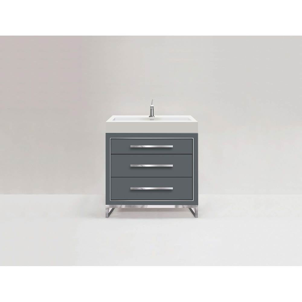 Madeli - Madeli Estate 30'' Free standing Vanity Cabinet in Studio Grey/HW: Polished Nickel(PN) - Studio Gray With Polished Nickel