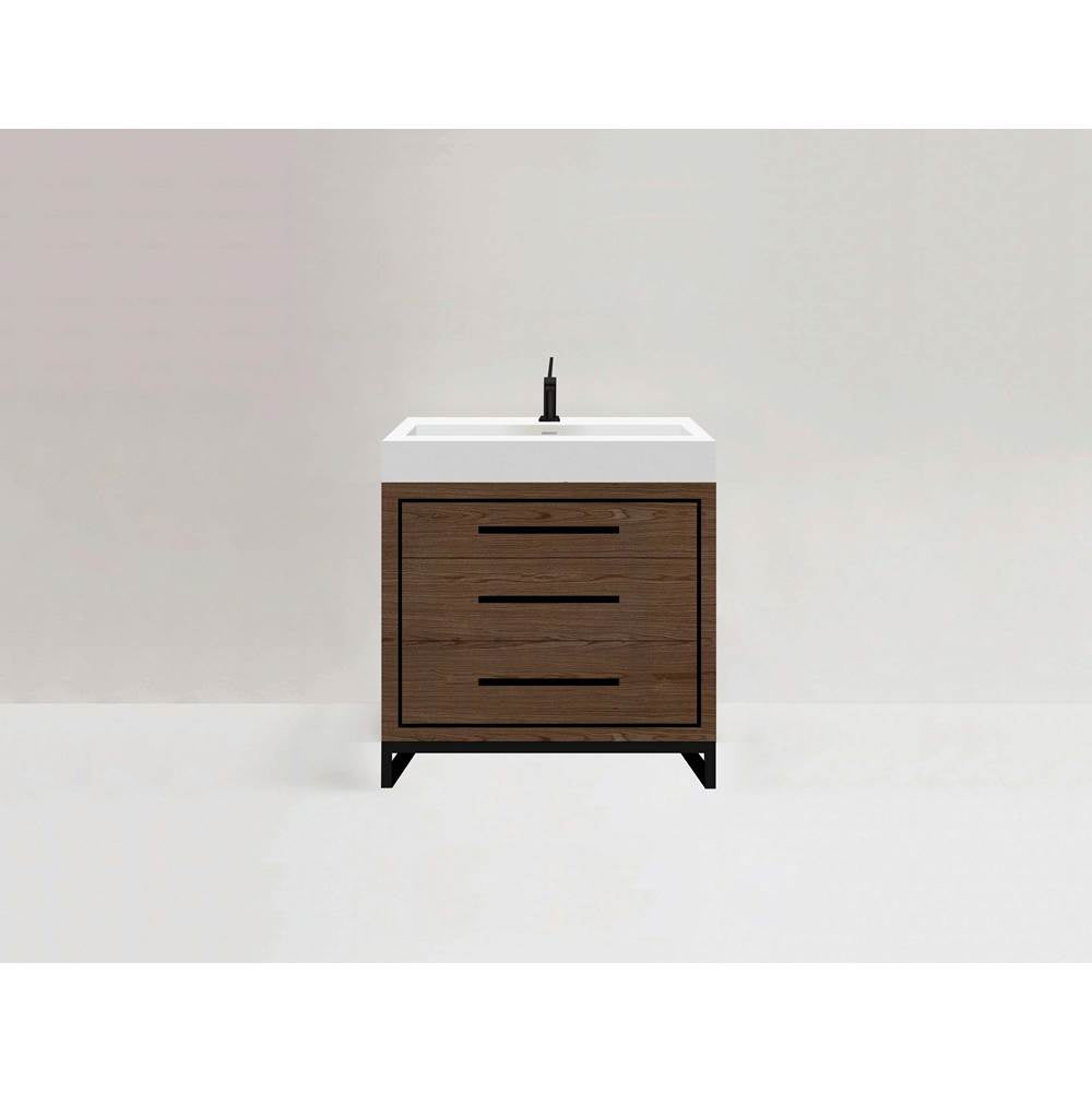 Madeli - Madeli Estate 36'' Free Standing Vanity Cabinet in Brandy/HW: Matte Black(MB) - Brandy With Matte Black