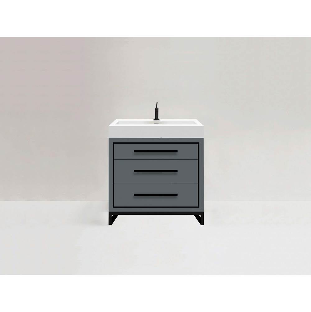 Madeli - Madeli Estate 36'' Free standing Vanity Cabinet in Studio Grey/HW: Matte Black(MB) - Studio Gray With Matte Black