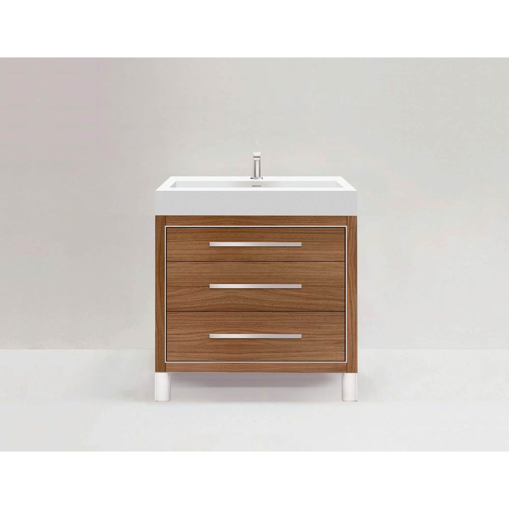 Madeli - Madeli Estate 36'' Free standing Vanity Cabinet in Natural Walnut/HW: Brushed Nickel(BN) - Natural Walnut With Brushed Nickel