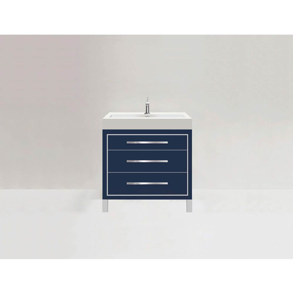 Madeli - Madeli Estate 36'' Free standing Vanity Cabinet in Sapphire/HW: Brushed Nickel(BN) - Sapphire With Brushed Nickel