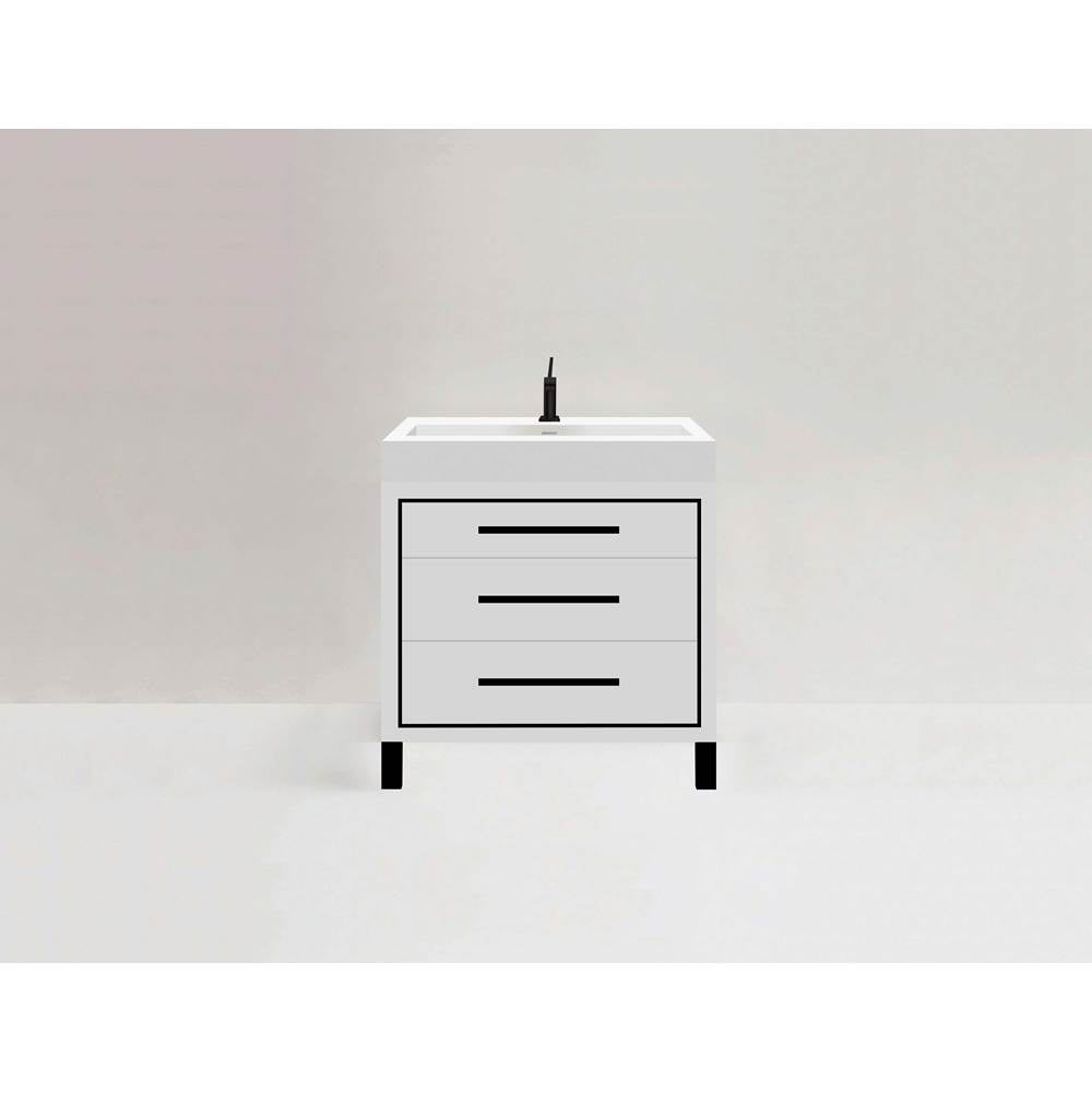 Madeli - Madeli Estate 36'' Free standing Vanity Cabinet in White/HW: Black(MB) - White With Matte Black
