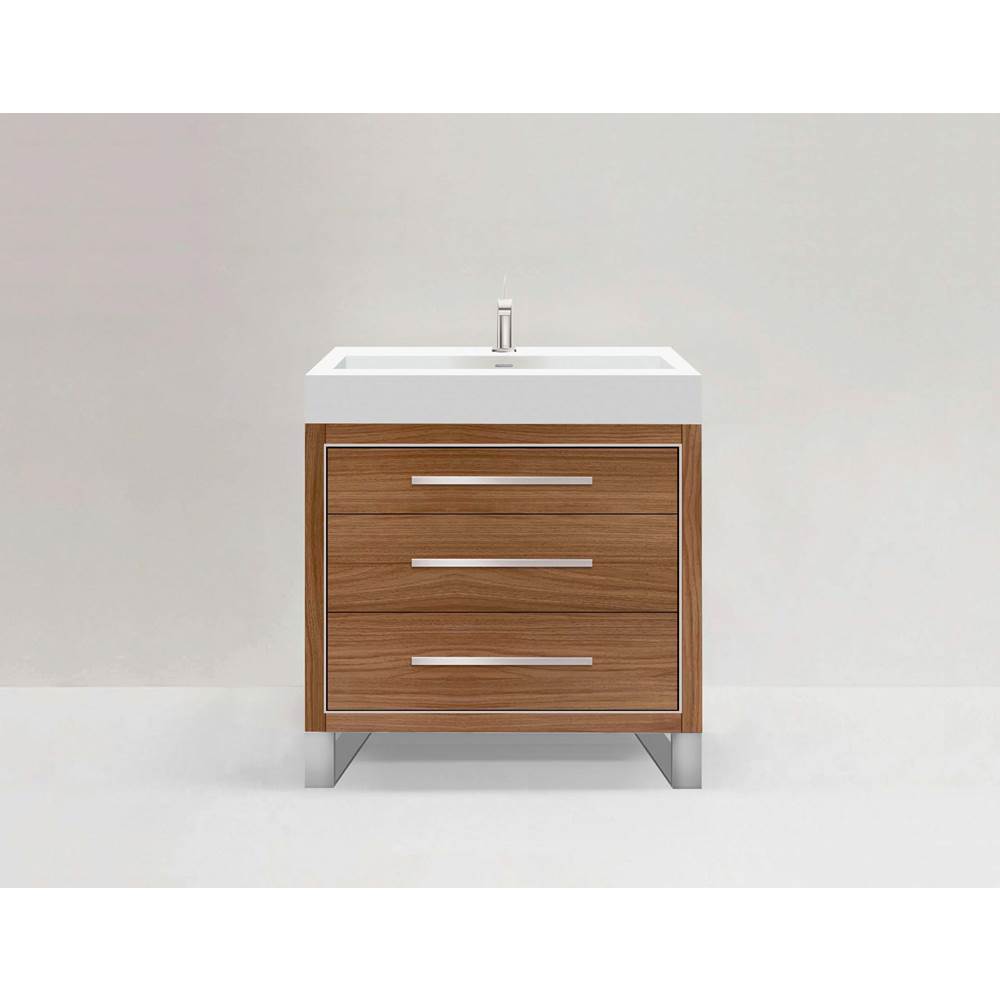 Madeli - Madeli Estate 36'' Free standing Vanity Cabinet in Natural Walnut/HW: Brushed Nickel(BN) - Natural Walnut With Brushed Nickel