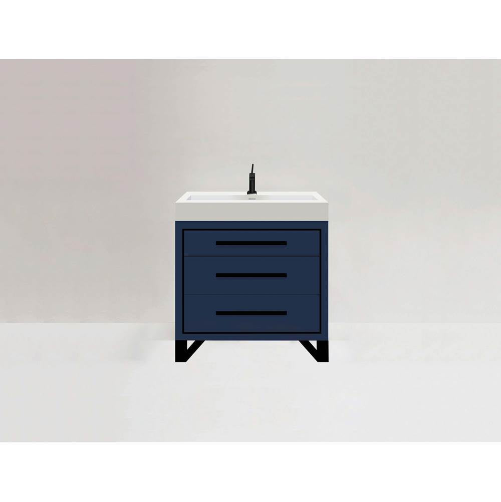 Madeli - Madeli Estate 36'' Free standing Vanity Cabinet in Sapphire/HW: Matte Black(MB) - Sapphire With Matte Black