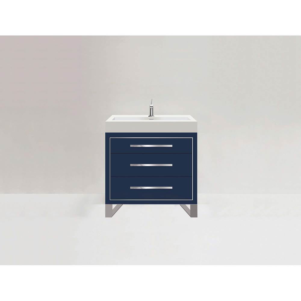 Madeli - Madeli Estate 36'' Free standing Vanity Cabinet in Sapphire/HW: Polished Nickel(PN) - Sapphire With Polished Nickel