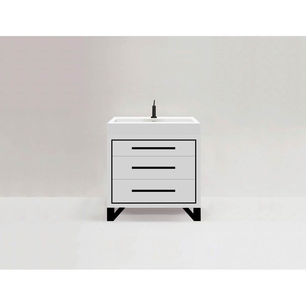 Madeli - Madeli Estate 36'' Free standing Vanity Cabinet in White/HW: Black(MB) - White With Matte Black