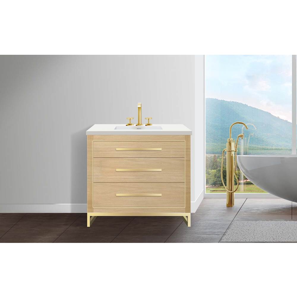 Madeli - Madeli Estate 42'' Free standing Vanity Cabinet in Natural Oak/HW: Matte Black(MB) - Natural Oak With Matte Black