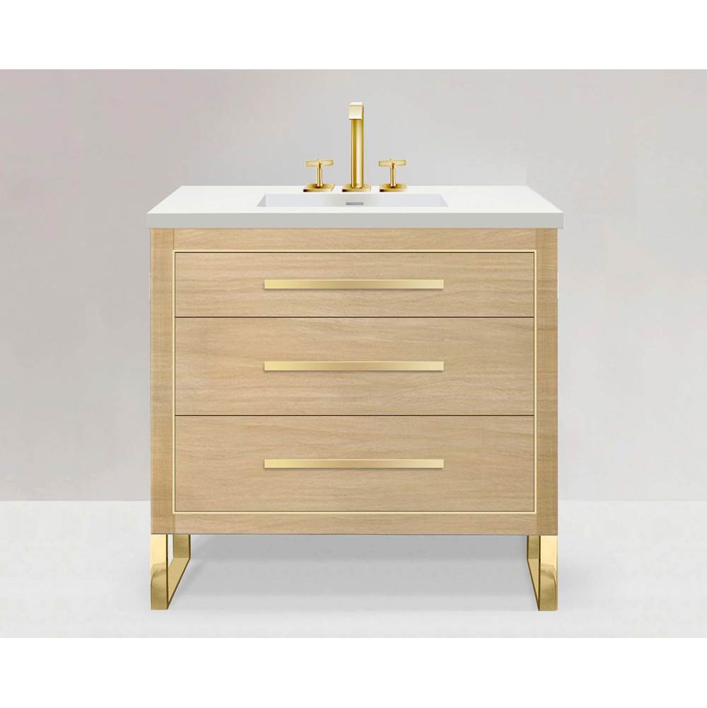 Madeli - Madeli Estate 42'' Free standing Vanity Cabinet in Natural Oak/HW: Polished Chrome(PC) - Natural Oak With Polished Chrome