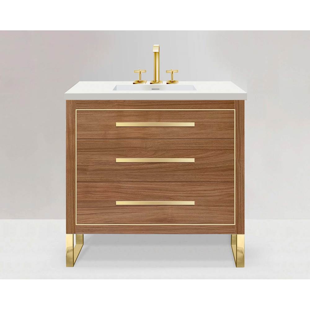 Madeli - Madeli Estate 42'' Free standing Vanity Cabinet in Natural Walnut/HW: Matte Black(MB) - Natural Walnut With Matte Black