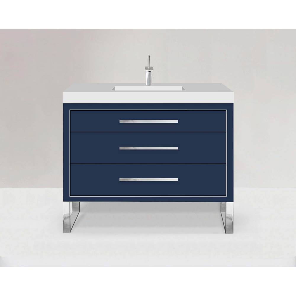Madeli - Madeli Estate 42'' Free standing Vanity Cabinet in Sapphire/HW: Polished Nickel(PN) - Sapphire With Polished Nickel