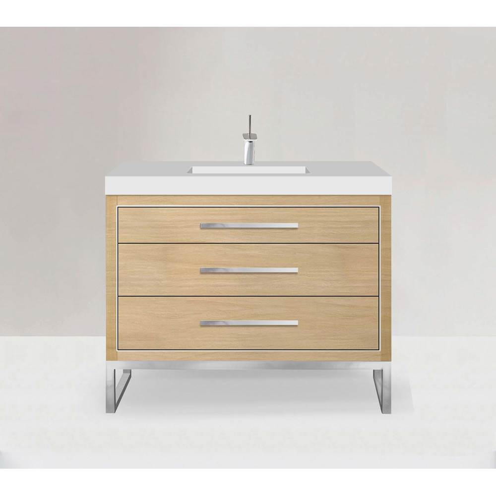 Madeli - Madeli Estate 48C'' Free standing Vanity Cabinet in Natural Oak/HW: Polished Chrome(PC) - Natural Oak With Polished Chrome