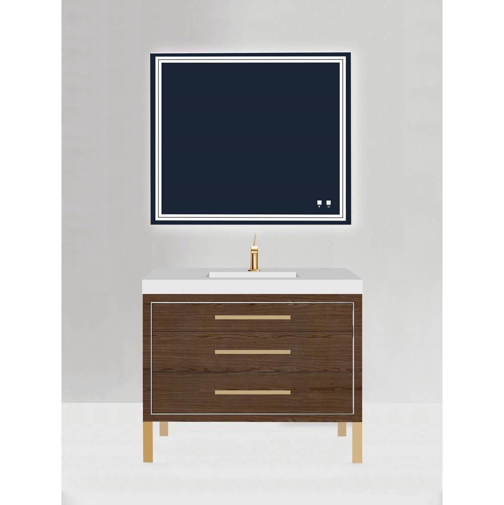 Madeli - Madeli Estate 48C'' Free standing Vanity Cabinet in Brandy/HW: Satin Brass(SB) - Brandy With Satin Brass