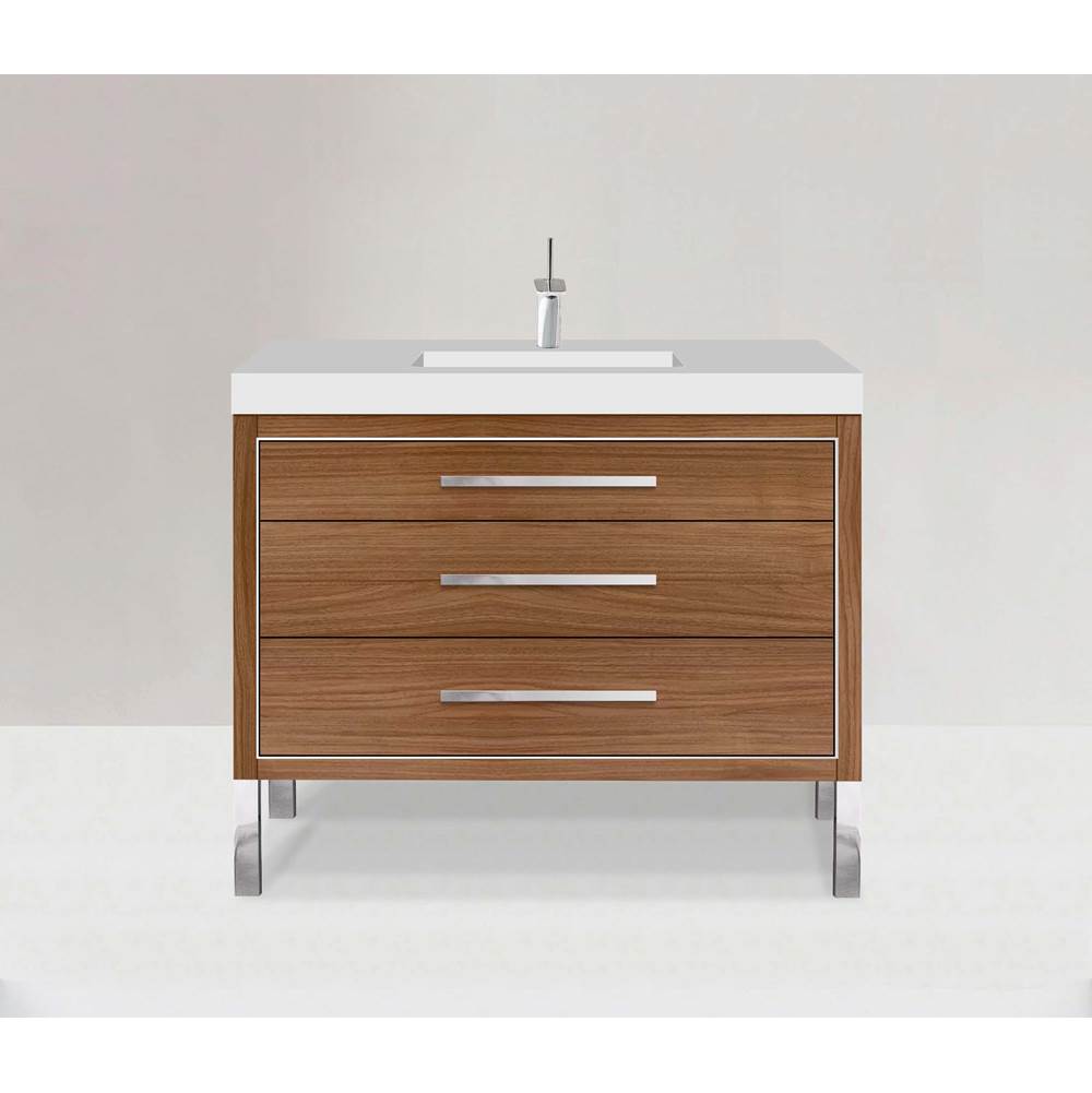 Madeli - Madeli Estate 48C'' Free standing Vanity Cabinet in Natural Walnut/HW: Brushed Nickel(BN) - Natural Walnut With Brushed Nickel