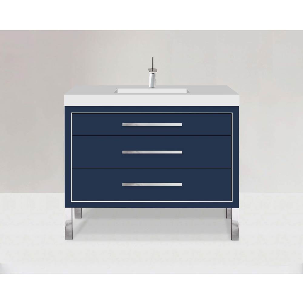 Madeli - Madeli Estate 48C'' Free standing Vanity Cabinet in Sapphire/HW: Polished Chrome(PC) - Sapphire With Polished Chrome