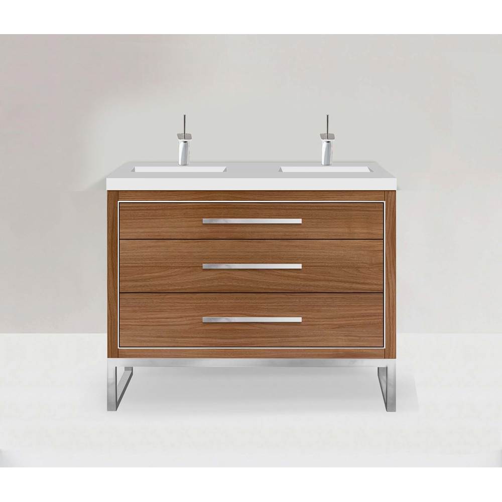 Madeli - Madeli Estate 48D'' Free standing Vanity Cabinet in Natural Walnut/HW: Polished Nickel(PN) - Natural Walnut With Polished Nickel