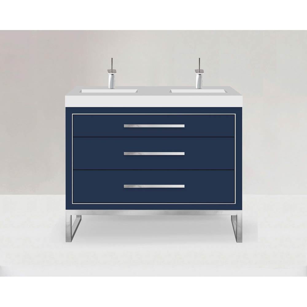 Madeli - Madeli Estate 48D'' Free standing Vanity Cabinet in Sapphire/HW: Satin Brass(SB) - Sapphire With Satin Brass