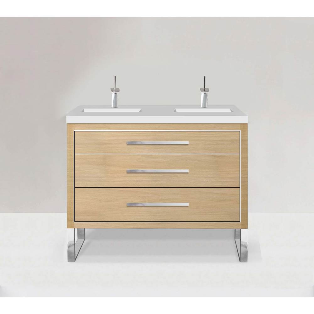 Madeli - Madeli Estate 48D'' Free standing Vanity Cabinet in Natural Oak/HW: Brushed Nickel(BN) - Natural Oak With Brushed Nickel