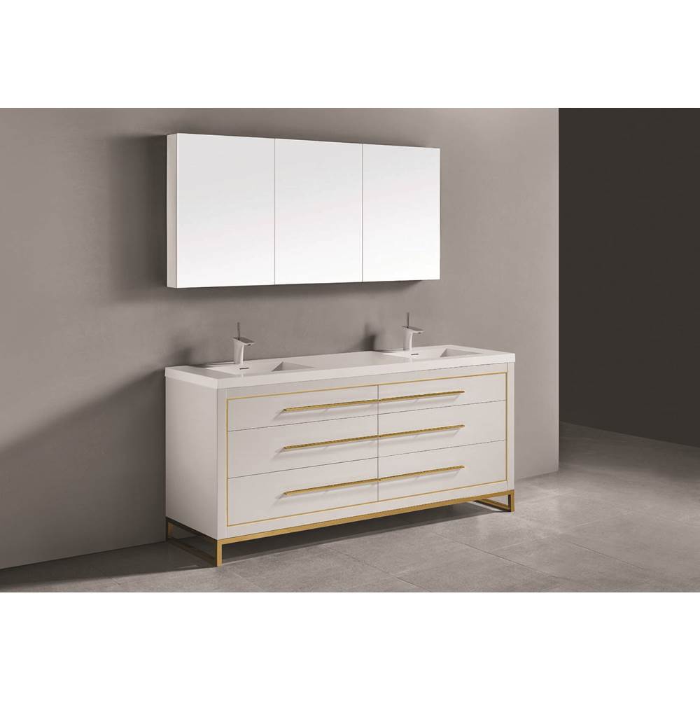 Madeli - Madeli Estate 60D'' Free standing Vanity Cabinet in White/HW: Polished Chrome(PC) - White With Polished Chrome