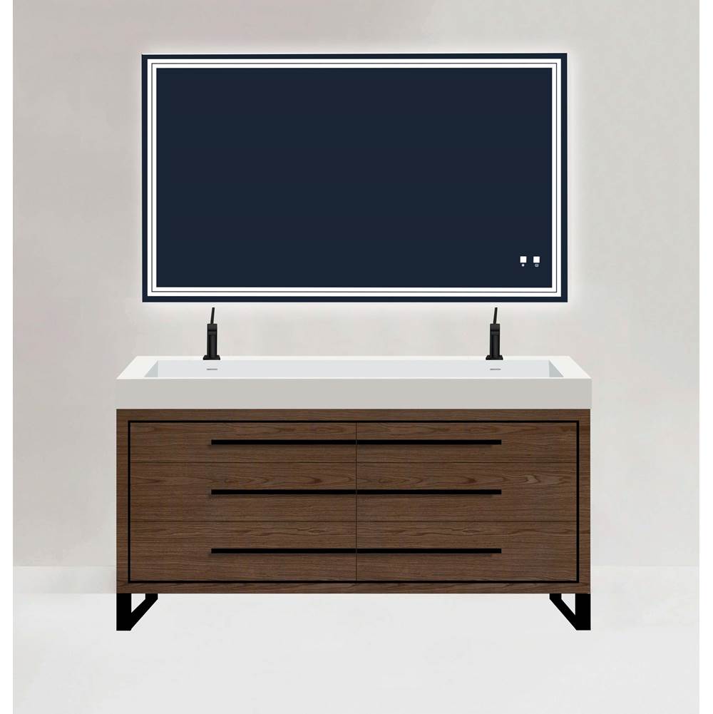 Madeli - Madeli Estate 60D'' Free standing Vanity Cabinet in Brandy/HW: Matte Black(MB) - Brandy With Matte Black