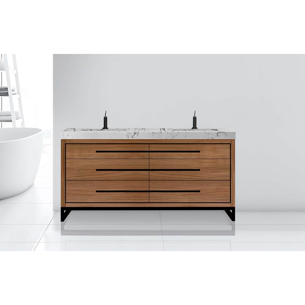 Madeli - Madeli Estate 72'' Free standing Vanity Cabinet in Natural Walnut/HW: Polished Nickel(PN) - Natural Walnut With Polished Nickel
