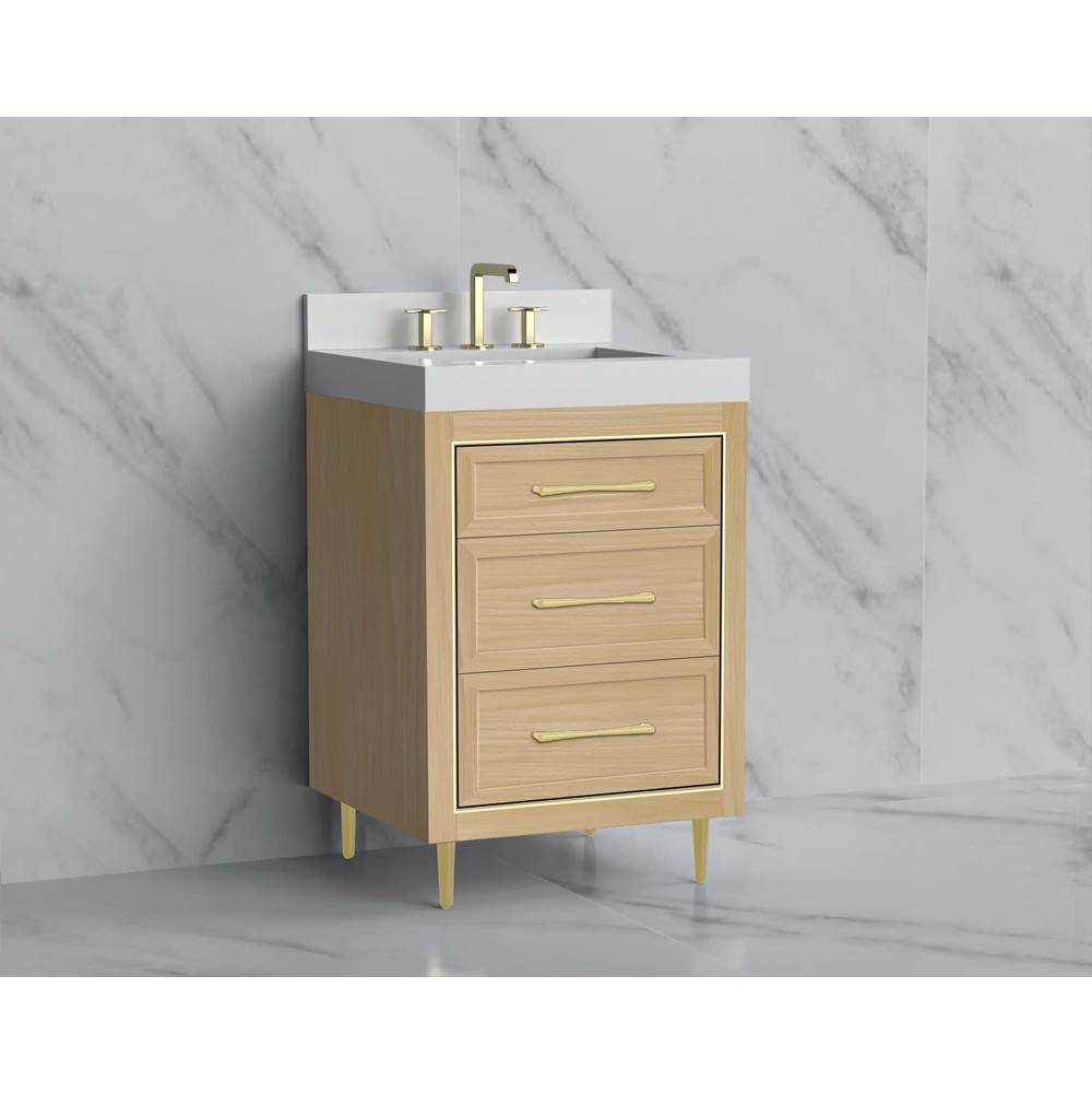 Madeli - Madeli Vision 24'' Free standing Vanity Cabinet in Natural Oak/HW: Handle & Feet Matte Black(MB) - Natural Oak With Matte Black