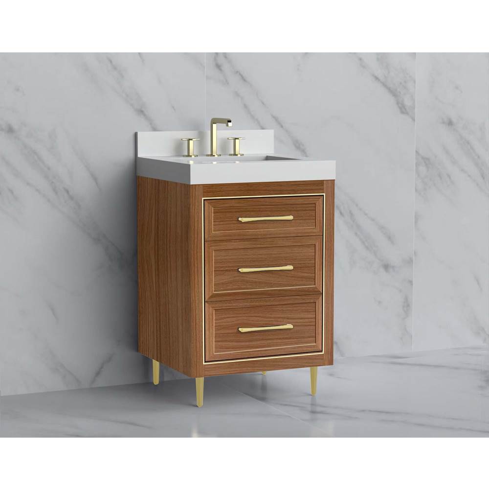 Madeli - Madeli Vision 24'' Free standing Vanity Cabinet in Natural Walnut/HW: Handle & Feet Matte Black(MB) - Natural Walnut With Matte Black