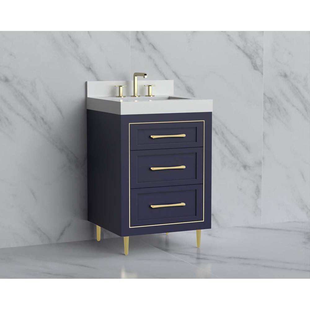 Madeli - Madeli Vision 24'' Free standing Vanity Cabinet in Sapphire/HW: Handles/Feet Brushed Nickel(BN) - Sapphire With Brushed Nickel