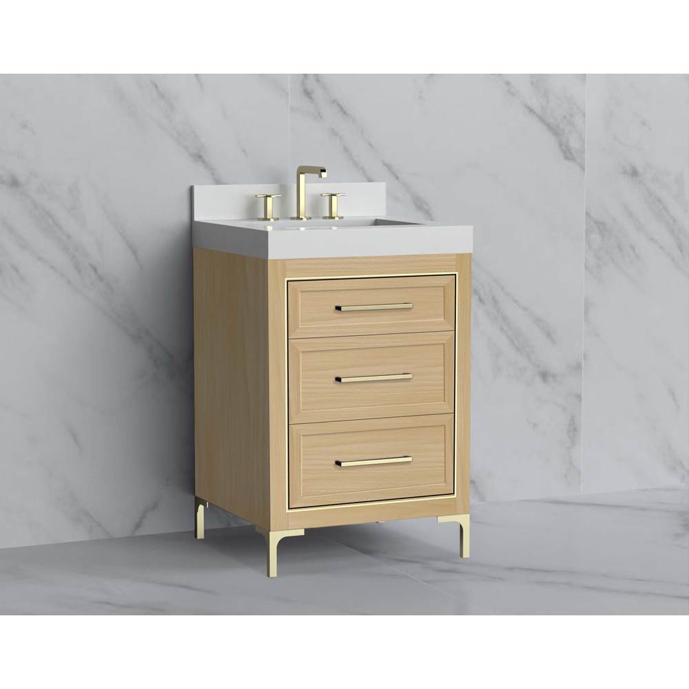 Madeli - Madeli Vision 24'' Free standing Vanity Cabinet in Natural Oak/HW: Handle & Feet Brushed Nickel(BN) - Natural Oak With Brushed Nickel