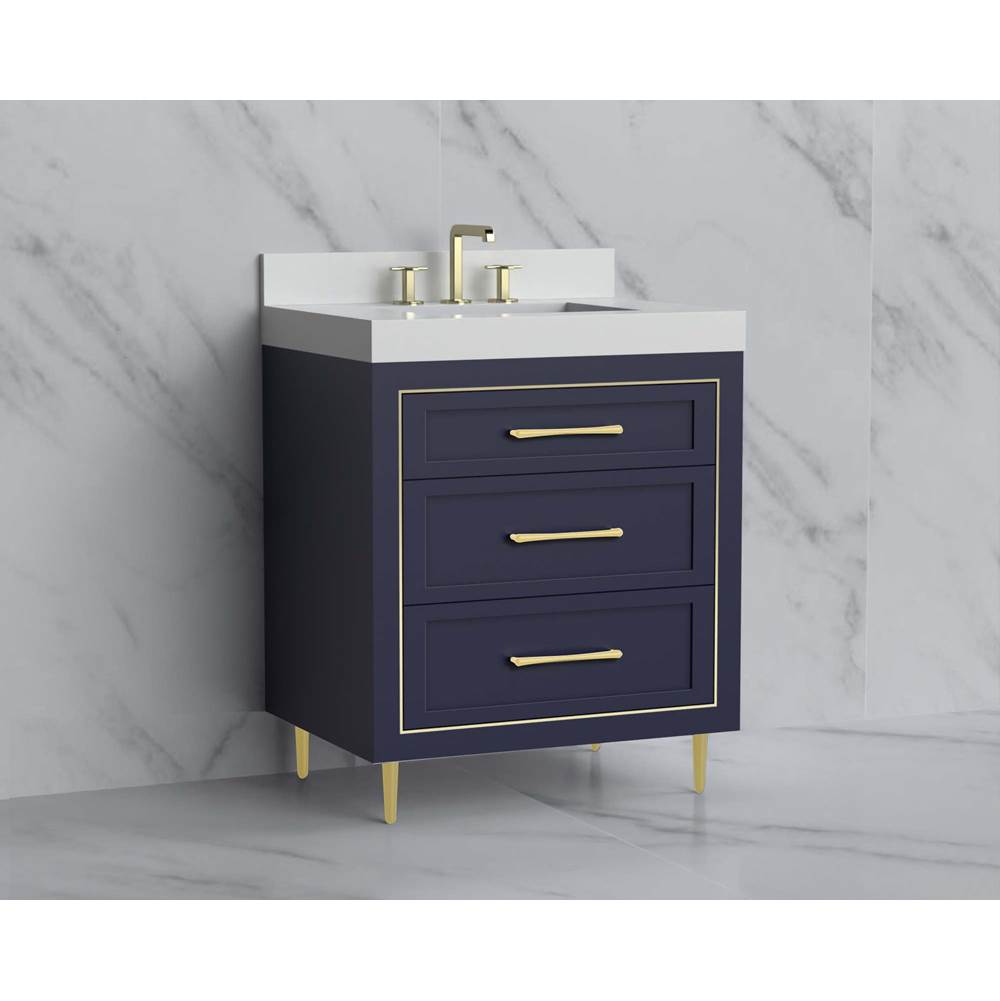 Madeli - Madeli Vision 30'' Free standing Vanity Cabinet in Sapphire/HW: Handles/Feet Polished Nickel(PN) - Sapphire With Polished Nickel