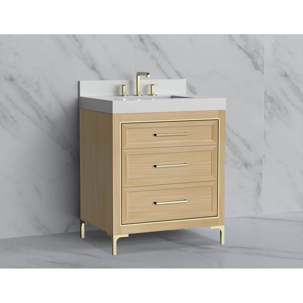 Madeli - Madeli Vision 30'' Free standing Vanity Cabinet in Natural Oak/HW: Handle & Feet Matte Black(MB) - Natural Oak With Matte Black