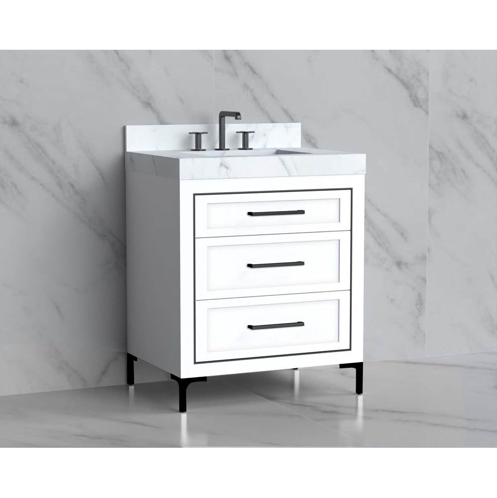 Madeli - Madeli Vision 30'' Free standing Vanity Cabinet in White/HW: Handles/Feet Polished Chrome(PC) - White With Polished Chrome