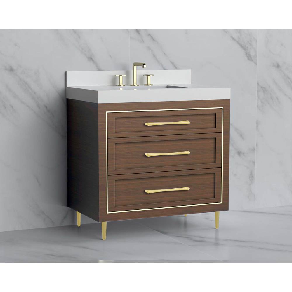 Madeli - Madeli Vision 36'' Free standing Vanity Cabinet in Brandy/HW: Handles/Feet Polished Chrome(PC) - Brandy With Matte Black