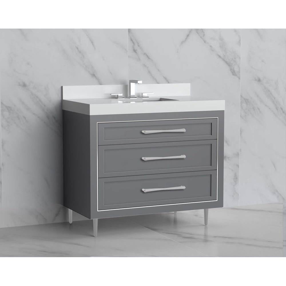 Madeli - Madeli Vision 36'' Free standing Vanity Cabinet in Studio Grey/HW: Handles/Feet Satin Brass(SB) - Studio Gray With Satin Brass