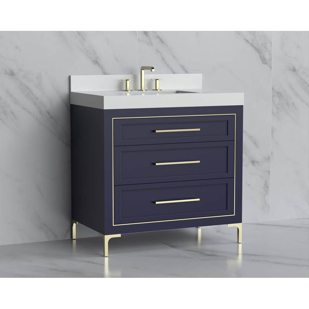 Madeli - Madeli Vision 36'' Free standing Vanity Cabinet in Sapphire/HW: Handles/Feet Matte Black(MB) - Sapphire With Matte Black