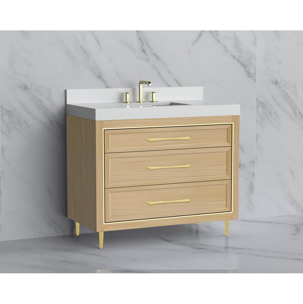 Madeli - Madeli Vision 42'' Free standing Vanity Cabinet in Natural Oak/HW: Handle & Feet Satin Brass(SB) - Natural Oak With Satin Brass