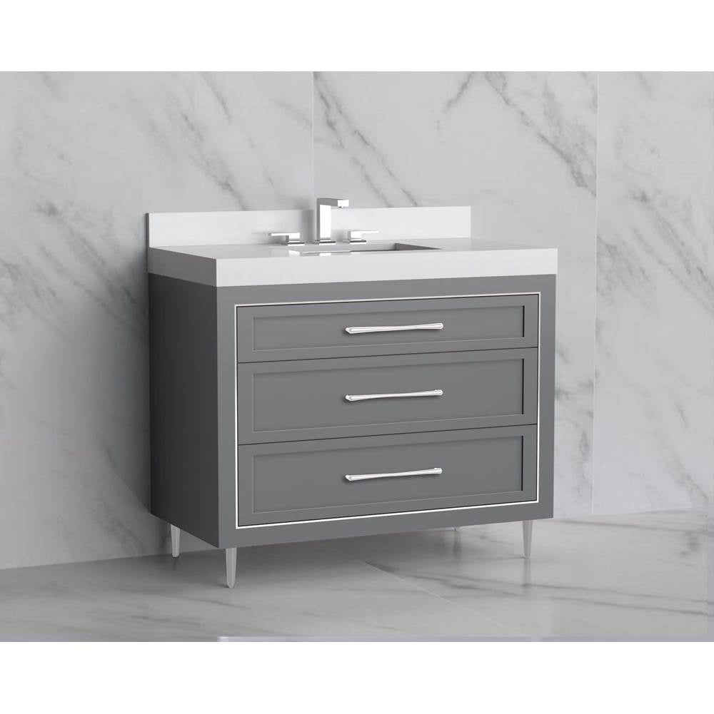 Madeli - Madeli Vision 42'' Free standing Vanity Cabinet in Studio Grey/HW: Handles/Feet Polished Nickel(PN) - Studio Gray With Polished Nickel