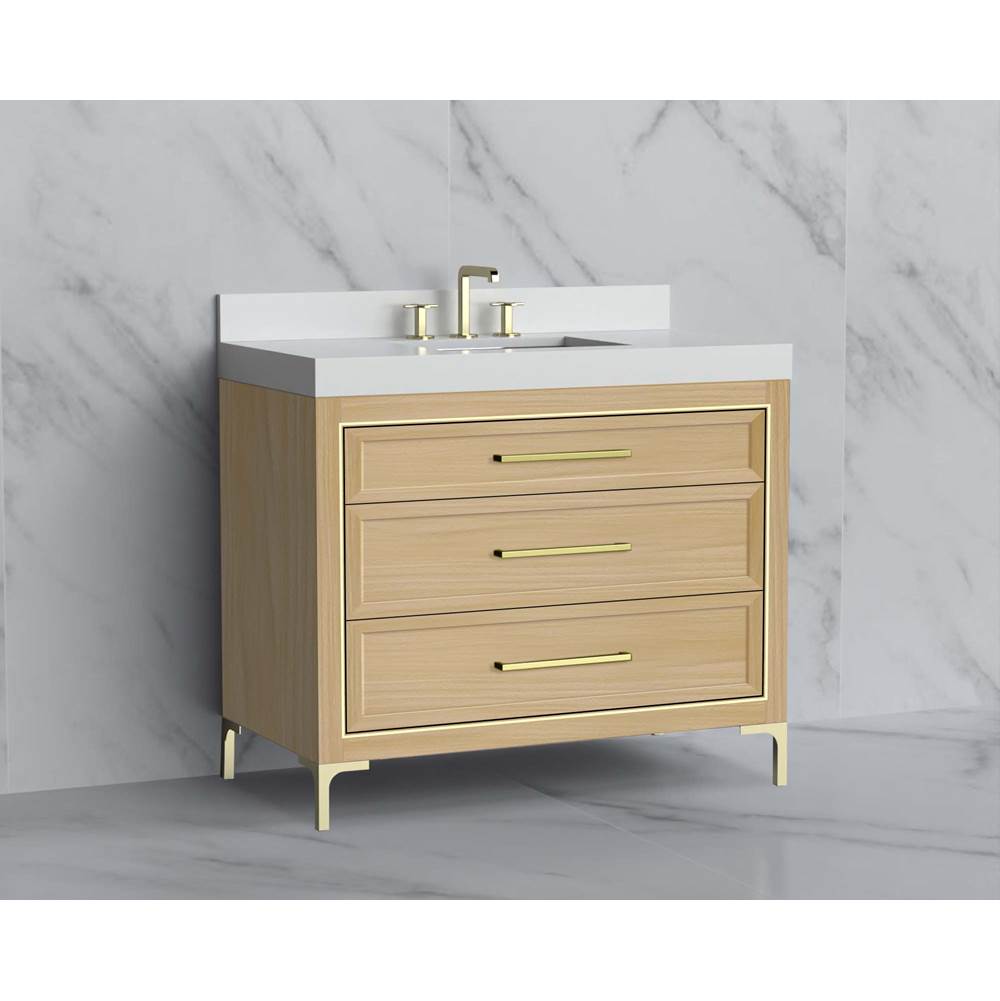 Madeli - Madeli Vision 42'' Free standing Vanity Cabinet in Natural Oak/HW: Handle & Feet Matte Black(MB) - Natural Oak With Matte Black