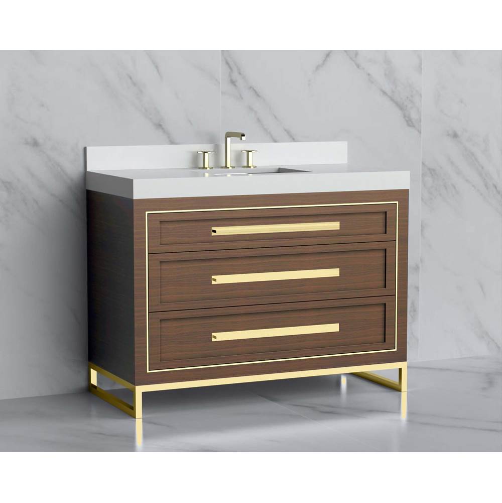 Madeli - Madeli Vision 48C'' Free standing Vanity Cabinet in Brandy/HW: Handles/Feet Polished Nickel(PN) - Brandy With Polished Nickel